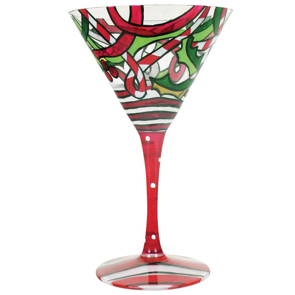 Holiday Spirits Hand-Painted Martini Glass