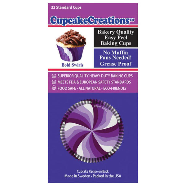 Swirl Cupcake Cups 32pk (Purple)