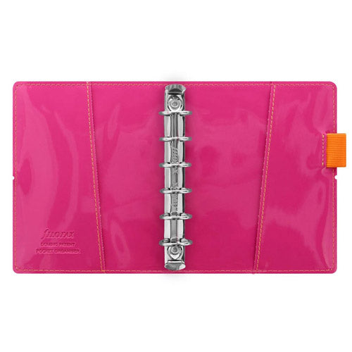 Filofax Domino Stripes Pocket Patent Organiser (Orange/Pink)