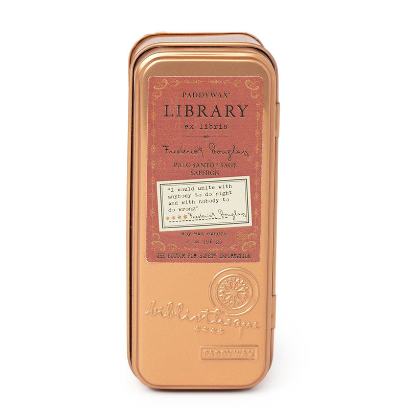 Bougie à double mèche Library dans une boîte de voyage 3oz