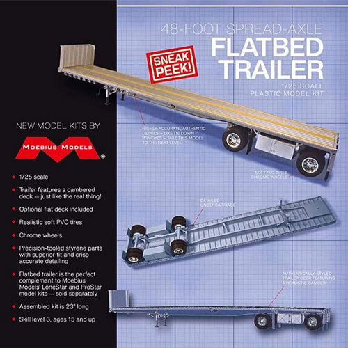 Cambered Trailer 48in Plastic Kit 1:25 Scale