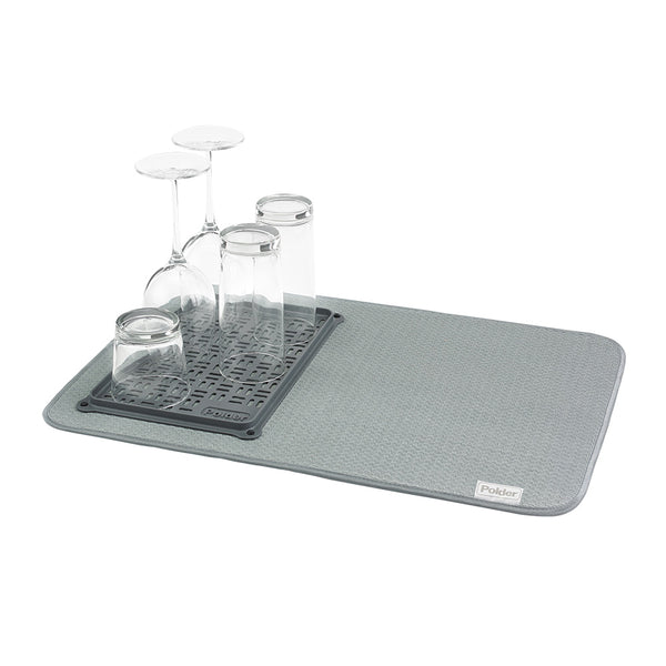 Polder Microfibre Mat w/ Glass Tray 56x38cm (Grey)