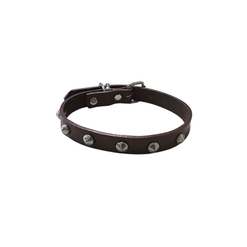 Leather Studded Collar (Brown)