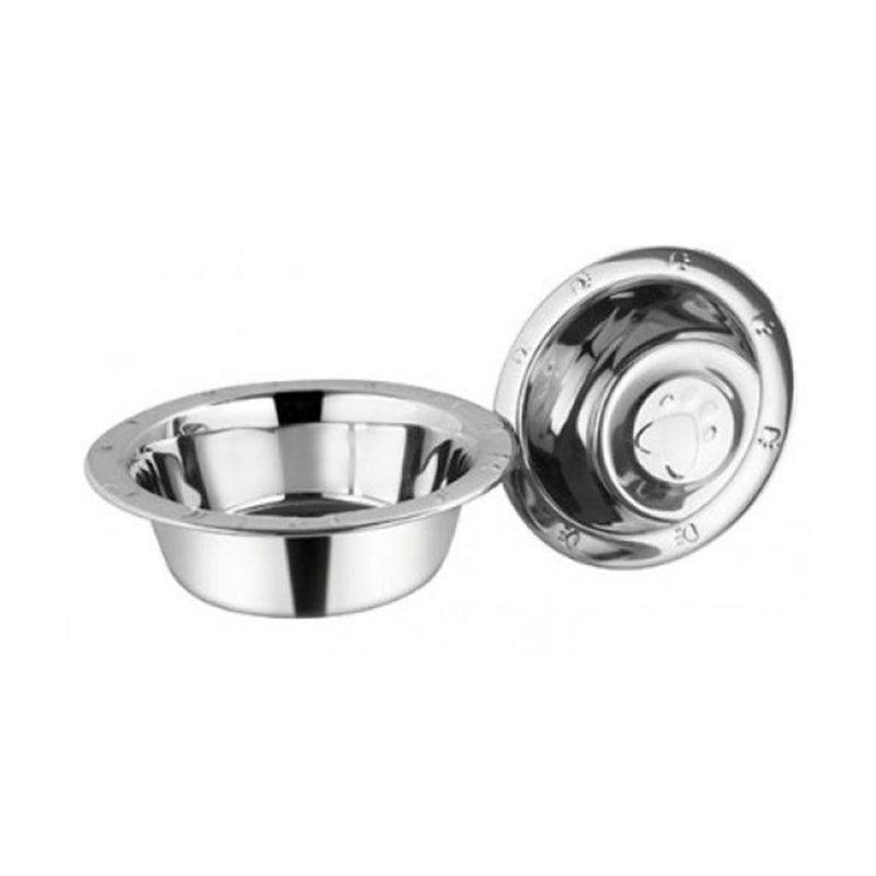 Stainless Steel Paw Print Dog Bowl