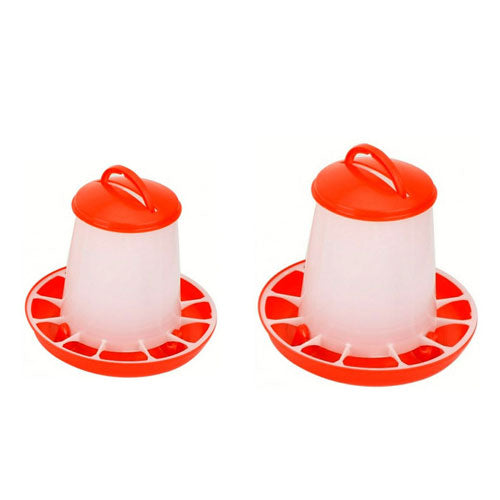 Plastic Poultry Feeder (Red and White)