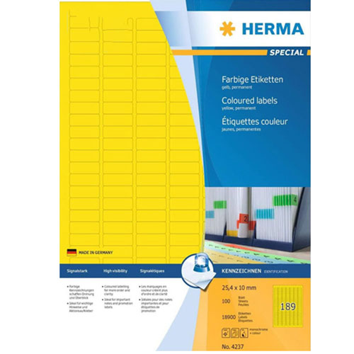 Herma Coloured Labels A4 100pc (25.4x10mm)