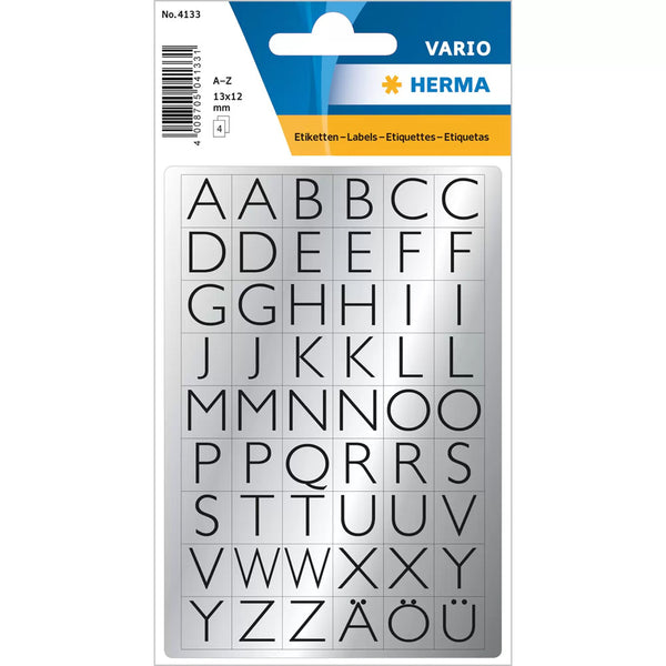 Herma Letter Film Foil Sticker A-Z (Silver/Black)