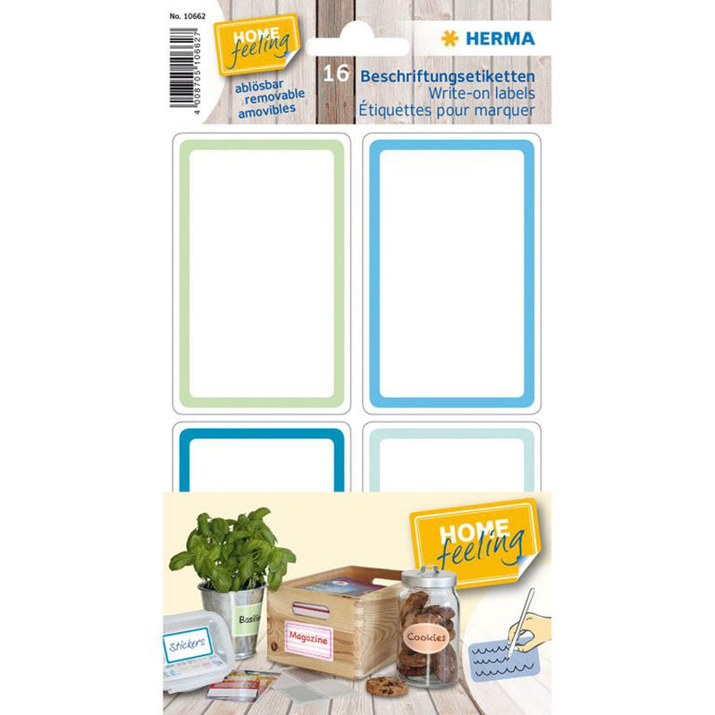 Herma Movable Bordered Write-On Labels Blue/Green (52x82mm)