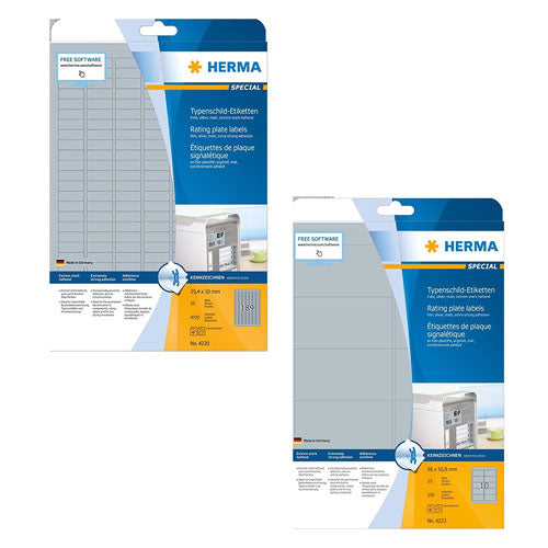 Herma Rating Plate Labels A4 25pc (Silver)