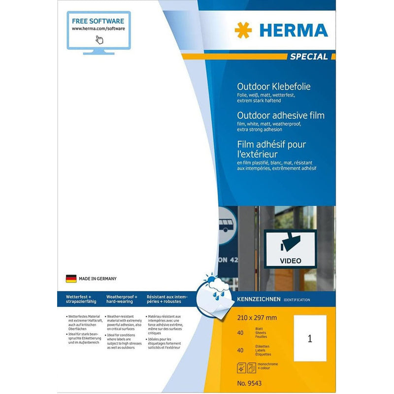 Herma Outdoor Film Labels A4 40pc (White)