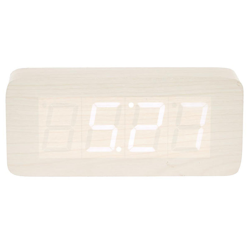 Grande horloge de table cuboïde en bois à LED