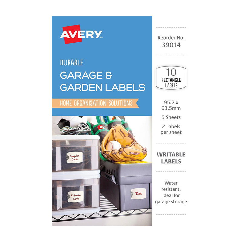  Avery beschreibbare Garagenetiketten, 10 Stück (95 x 64 mm)