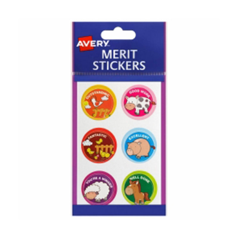 Avery Permanent Round Animals mériter les autocollants 96pcs