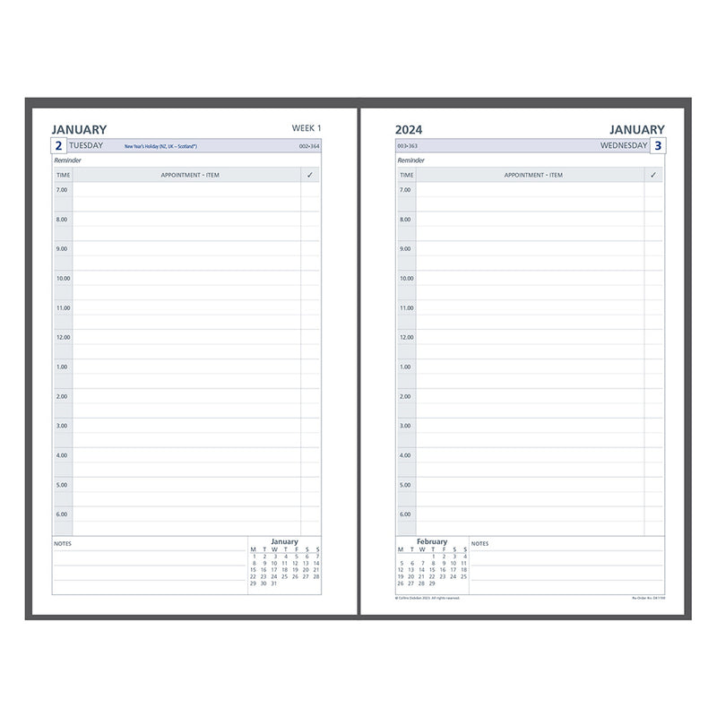 Collins Debden 7 Ring 2024 Calendar Day Planner Rebill