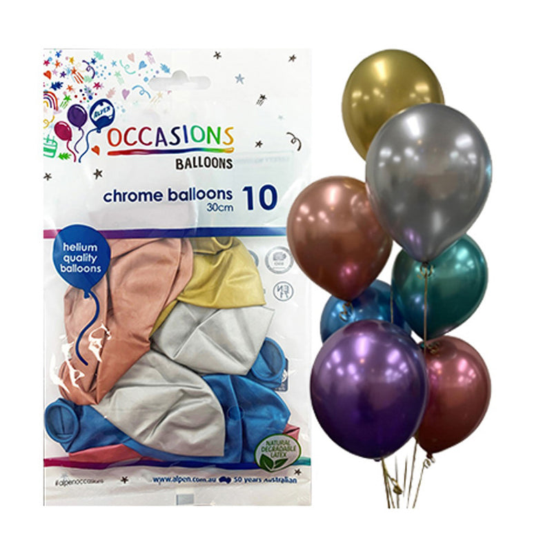 Alpen Chromballons 30 cm (Packung von 10)