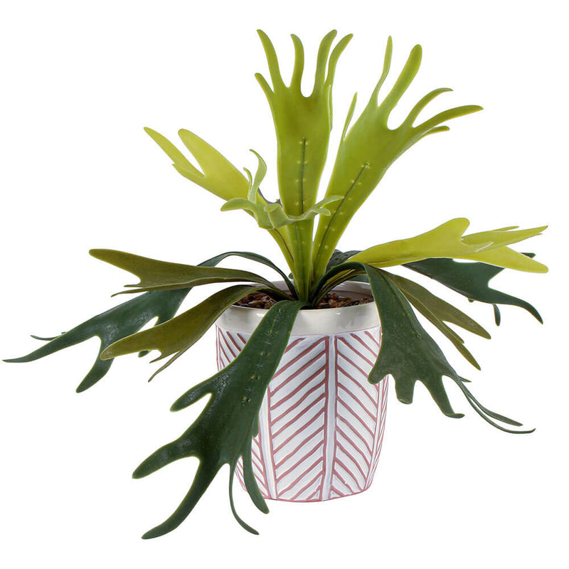 Lillian Ceramic Pot with Faux Plant (16x15x15cm)