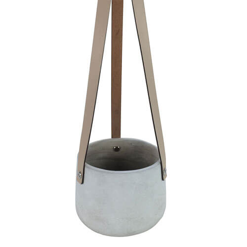 Lily Concrete Hanging Pot with PU Tan Straps