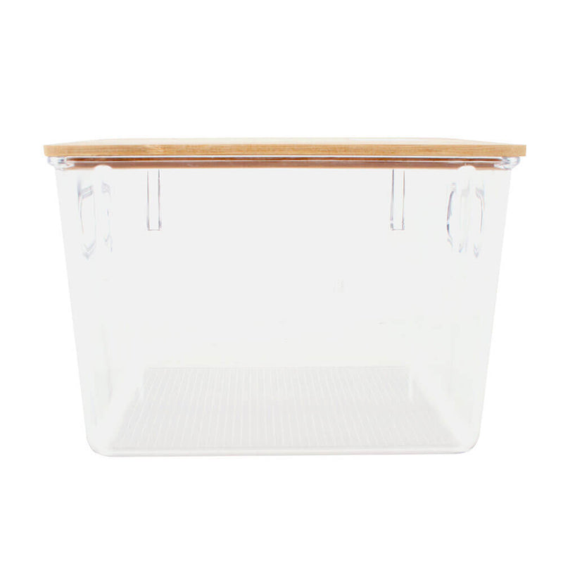 Panier de rangement avec couvercle en bambou (transparent)