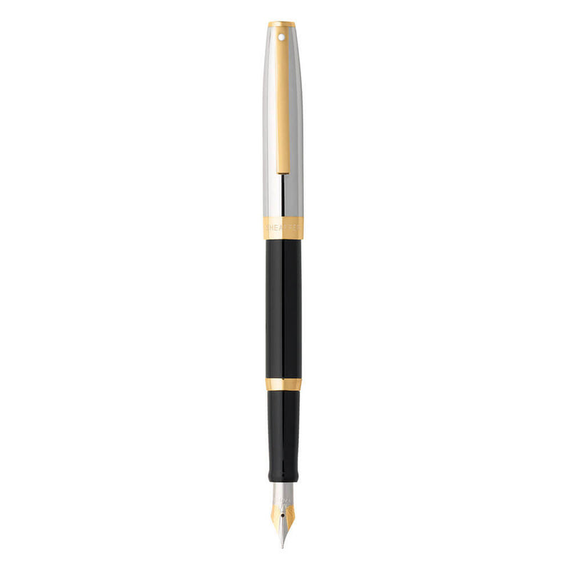 Segaris Black Fine Fountain Pen w/ Chrome Cap & Gold Trim