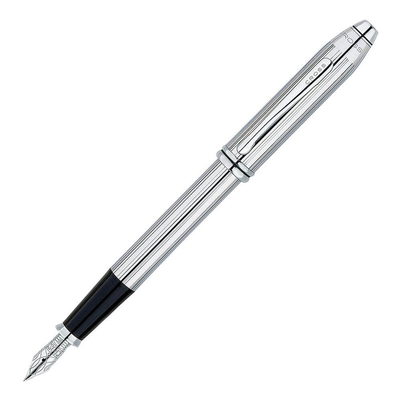 Stylo plume chromé brillant avec garniture PVD noir brillant