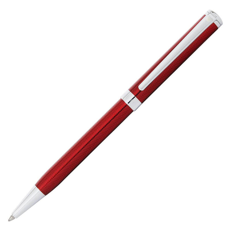 Stylo laqué rouge gravé Intensity avec garniture chromée