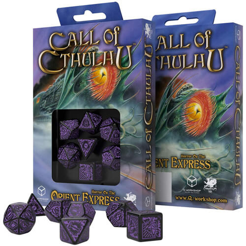 COC Horror on Orient Express Black & Purple Dice Set of 7