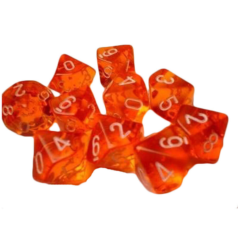 Chessex D10 Polyhedral 10-teiliges durchscheinendes Set