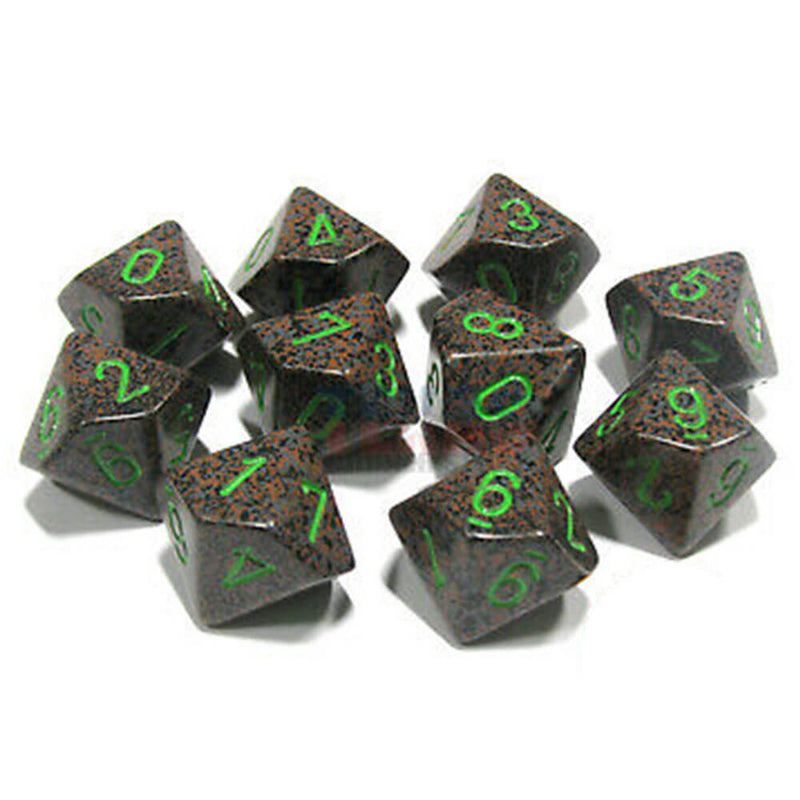 Jeu Chessex D10 polyédrique 10 matrices mouchetées