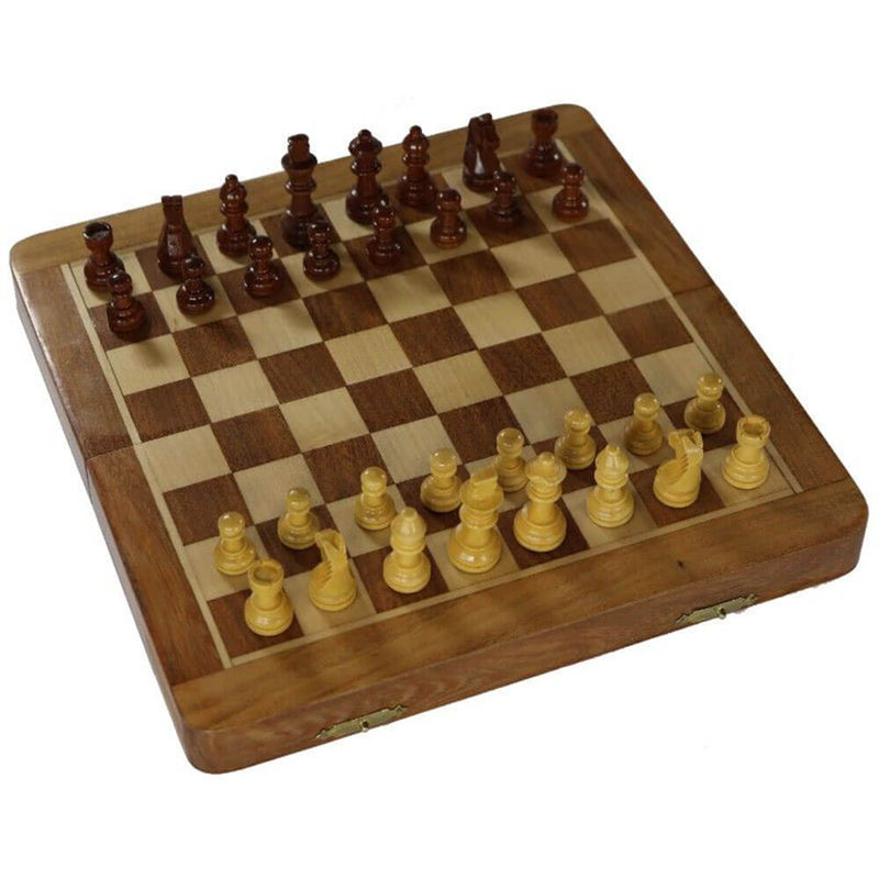 Hawstead Jeu d'échecs pliant magnétique en acacia