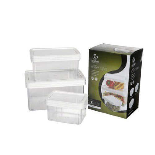 ClickClack Basics Square Container 3pcs (White)