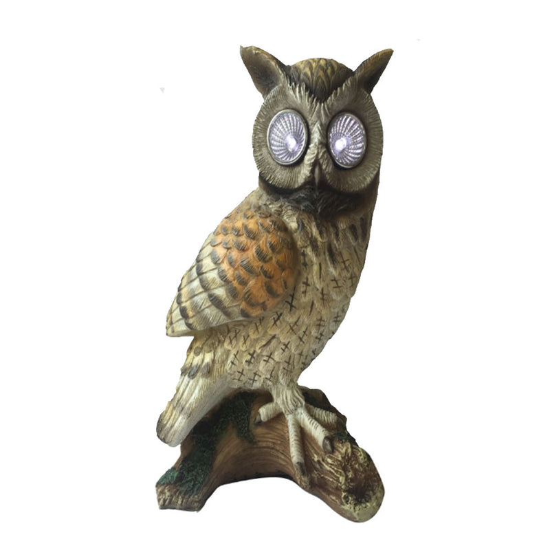 Lampe de jardin extérieure à énergie solaire décorative en forme de hibou brun