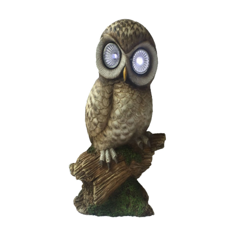 Lampe de jardin extérieure à énergie solaire décorative en forme de hibou brun