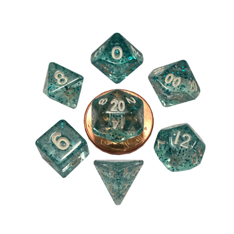 MDG Mini Poly Dice Set (avec n° blanc)