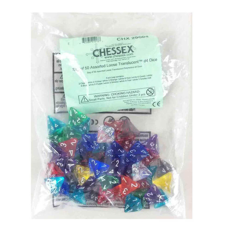 D4 Dice Assorted Loose Polyhedral (50 Dice)