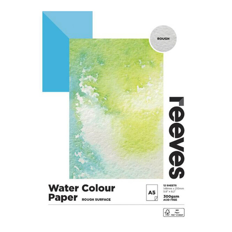 Reeves Aquarellpapier, rau, 300 g/m² (12 Blatt)