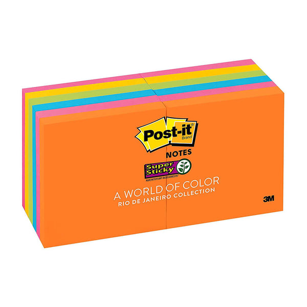 Post-it Super Sticky Rio De Janeiro Notes 76x76mm (12pk)