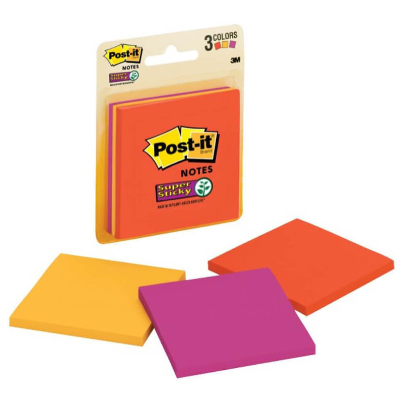 Feuillets Super Sticky Post-it 76x76mm (3 blocs)