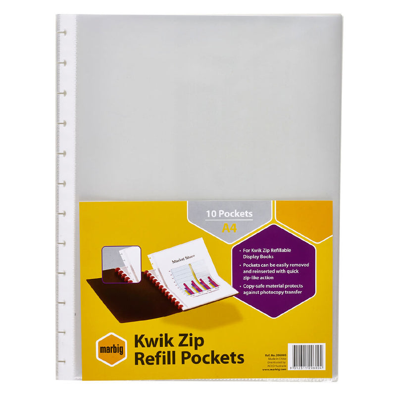 Pochettes de recharge de livre d'affichage Marbig 10pk (A4)