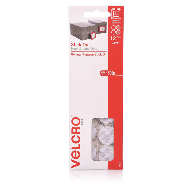 Velcro Stick On Hook &amp; Loop Points 22mm (12pk)