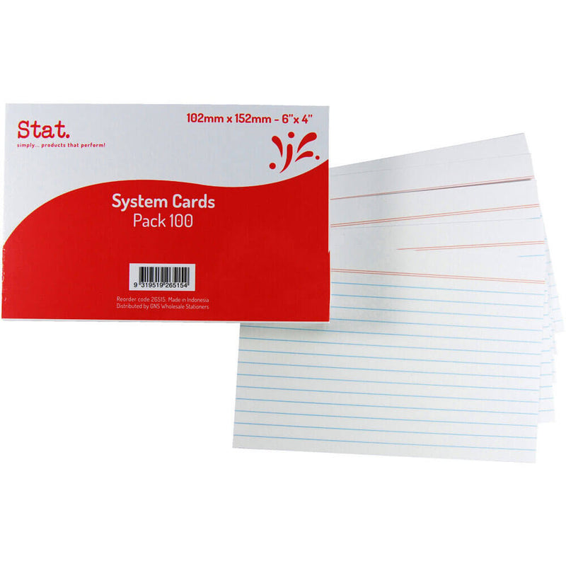 Lot de 100 cartes système lignées statistiques (blanc)