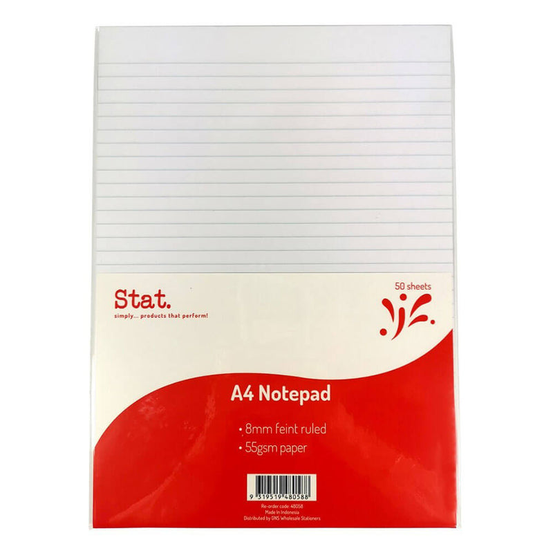 Bloc-notes Stat 8 mm ligné 50 feuilles A4 (blanc)