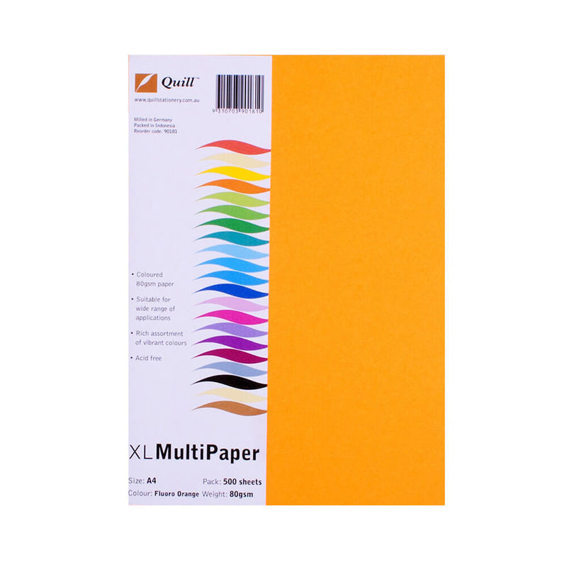 Papier de copie couleur Quill A4, paquet de 500 (80 g/m²)